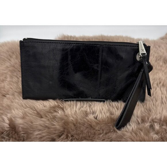 Hobo Vida Wristlet Clutch Wallet Black Polished Leather Dust Bag Included NWT - Picture 4 of 9